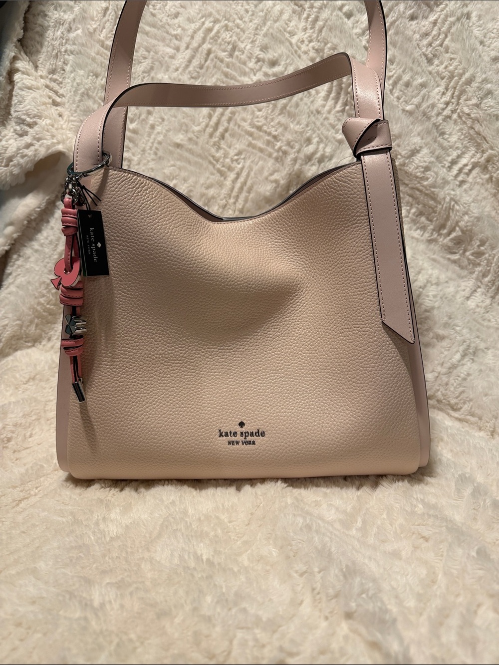 kate spade Pebbled Leather Shoulder Bag in Blush Pink